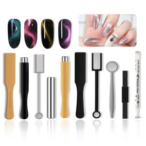 FantasyDay 10pcs Nail Magnet Set Cat Eye Magnet for Nails Magnetic Gel Polish Nail Polish Pens Nail Design Tools Nail Magnetic Stand Nail Art Tools（A)