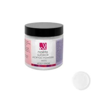 Nailite Superior – Professional Acrylic Powder for Nail Extension System> Quick Dry> EMA Formula> Resistant and Non-Yellowing Effect – White (4 Oz.)
