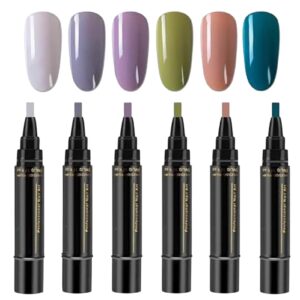 Gel Nail Polish Pens – 6 Colors Nail Polish Pens | Nail Gel Painting Pen Brush for Nail Art | Pen Nail Polish | Nail Pens Gel Polish | Professional Nail Varnish Nail Tools for Women Girls