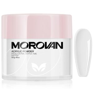 Morovan Clear Acrylic Powder – 120g Professional Acrylic Nail Powder Polymer Clear Nail Powder for Acrylic Nail Extension Carving Nails