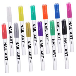 minkissy Nail Art Pens 12Pcs Manicure Drawing Tools Colorful Nails Pen for Girls Easy DIY Manicure Art Painting