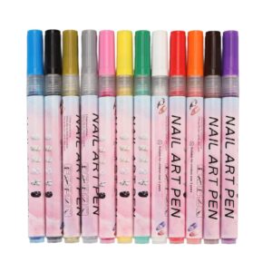 12Pcs 3D Nail Polish Pens>Fine Tips 3D Nail Art Pens>12 Colors 0.5 MM Nail Polish Pens>Nail Point Graffiti Dotting Pen>Drawing Painting Liner Brush>for Home Salon Quickly DIY