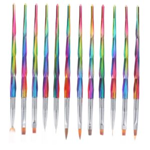 NOLITOY Diy Nail Art Brush Tool 12pcs Manicure Pen Set Nail Painting Drawing Pens for Home Salon