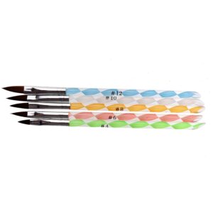 TOOGOO(R) 5pcs Acrylic Nail Art UV Gel Carving Pen Brush Liquid Powder DIY No. 4/6/8/10/12