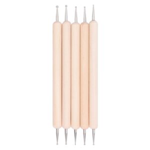 5pcs Ball Tip Embossing Set, Wooden Handle Stainless Steel Tracing Nail Art Dotting Tools for Sculpture, Painting, Shading