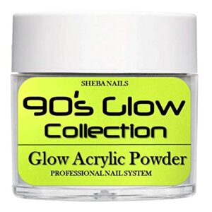 SHEBA NAILS Glow In The Dark Acrylic Powder 90s Flash Back – 1OZ. – Banana Clip