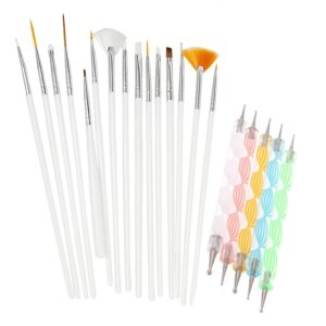 Glamza 20-Pieces Nail Art Design Wood Dotting Pen and Nail Painting Brush Set