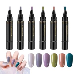 Gel Nail Polish Set – Nail Polish Pens Nail>Nail Polish Sets Women | Quick-Dry Nail Polish Art Pens 6 Colors>No Uv Gel Nail Polish Painting Supplies Manicurist Assistant For Painting Nails
