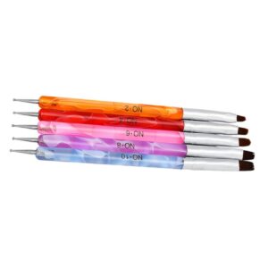 Gogogmee Professional Nail Art Pen Kit 5pcs Nail Brush for Builder Gel French Manicure White Tip