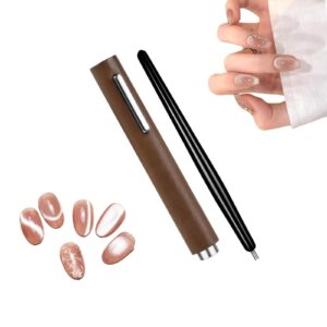 2 in 1 Wooden Handle Cat Eye Magnet for Nails>3D Cat Eye Gel Nail Polish Magnet with Magnetic Pen>Multifunctional Nail Magnets for Nail Art>Magnetic Gel Nail Polish for DIY Salon>Studio or Home