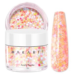 Makartt Mixed Glitter Acrylic Powder(2oz)>Sparkly Nail Powder for Acrylic Nails>Professional Shiny Acrylic Nail Powder for Extension Carving French DIY Manicure Lamp Needed Orange