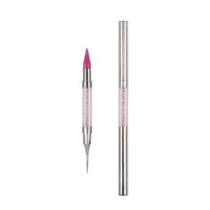 Dual End Rhinestone Pen Tool Nail Rhinestone Picker Dotting Tool,Dual End Rhinestone Pen Tool,Dual Tips Pick Up Applicator with Lid,Crystals Nail Salon Home Use,Nail Salon Home DIY Nails (Purple)
