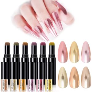 Chrome Nail Powder – Air Cushion Holographic Nail Magic Powder Pen Dual-Use for Eyeshadow and Nail Art>Mirror Effect and Long Lasting>Easy to Apply for Nail Salon>DIY Nail Art Decoration