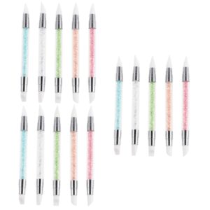 FRCOLOR 3sets Silicone Dotting Pen Nail Art Tool Rhinestones Picker Multifunctional Nail Point Pen 5pcs*3