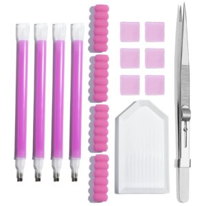 LIGHT RAIN Rhinestone Picker Tool – 4 Pcs Dual-head Ultra-lightweight Pen with 6 clay putty, and Precision Jewelry Tweezers Kit for Pick Up Nail Art Gems, Stone, Crystals