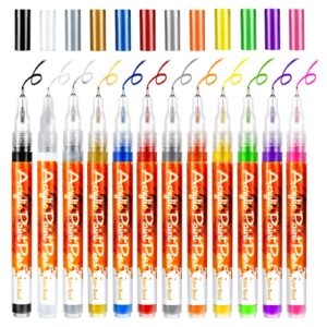 12 Pcs Nail Pen Nail Art Graffiti Pen Waterproof Nail Polish Pen Quick Dry Nail Art Painting Pen DIY Abstract Lines Pen for Nail Art Portable Tip Nail for Painting Draw Nail Art Equipment (12 Colors)