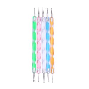 5 Pack 2 Way Dotting Pen Tool Nail Art Tip Dot Paint Manicure kit Ceramic Pottery Embossing Tool Assorted One Size