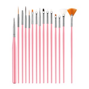 15PCS Set Plastic Rod Dotting Pen Painting Color Dotting Pen Nail Art Pen Dotting Tool Set, Nail Salon Home Use, Nail Design Kit Nail Liner Brush and Nail Dotting Pen Painting Tool