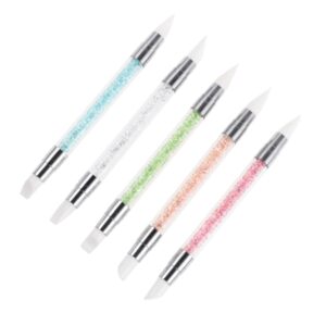 Gogogmee Nail Art Point Drill Pen Set Double Head Metallic Nail Drill Bit Set Silicone Pen