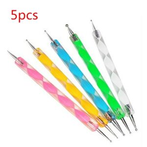 Set of 5 Multicolor Gem Crystal Rhinestones Picker Pen Nail Art Craft Tool 2 Way Dotting Pen Tool Nail Art Tip Dot Paint Manicure Kit by TheBigThumb