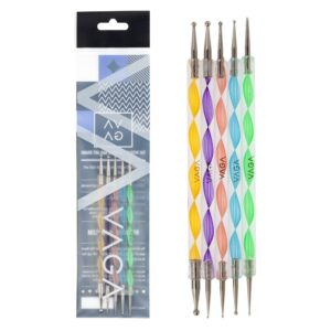 Nail Art Set of 5 Double Ended Nail Art Dotting Tool With 10 Sizes By VAGA