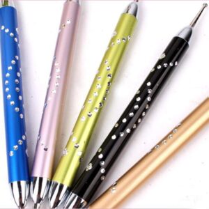 Renovatio Nails – 5Pcs Nail Art UV Gel Design Tips Dotting Brush Pen 2-Way Nail Art Dotting Pens Aluminum Marbleizing Painting Dot Tool