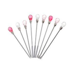 Healeved Diy Nail Art Tools Kit 9pcs Set Glitter Ear Scoop Stirring Needle for Gel Nails Random Style