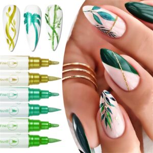 Double-Headed Metal Nail Art Pens>3 in 1 Smudge Pen Trace Nail Point Flower Pen One-Step Glue Manicure Paint Pen>10 Color 3D Nail Art Graffiti Pen for DIY Nail Art Beauty Adorn (Multicolor)