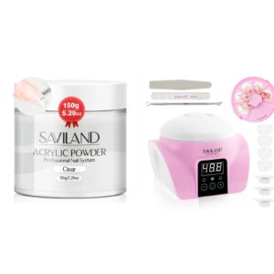 Saviland Clear Acrylic Powder 5.29OZ Large Capacity Acrylic Nail Powder Polymer Beginner SAVILAND Nail Polish Remover Machine: Automatic Steam Quick Remove Gel Acrylic Nail Remover | Dip Powder Remove