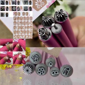 Nail Art Stamp Pen Set for Girls and Women DIY Gel Nail Pens Nail Art Paint Stamper Dotting Tool Nail Graffiti French Tip Maker Stencil Manicure Pen Nail Design Tool Nail Art Decorations Set (10PCS)