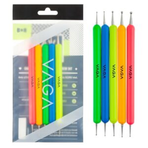 Professional Nail Art Designs Set of Double Ended Dotters/Dotting/Marbling/Detailing Tools In 5 By VAGA