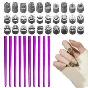 Nail Arts Stamp Pen (10 Pens+30 Flower Heads)>Nail Arts Flower Stamp Pens DIYs Nail Stamper Kit>Flower Butterflys Patterns Nail Arts Dotting Tools For Women