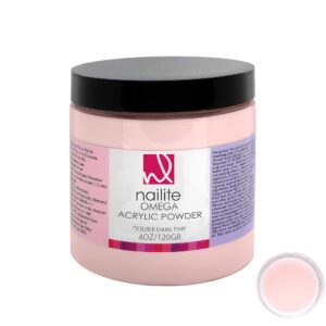 Nailite Omega – Professional Acrylic Powder for Nail Extension System> Extra Adhesion> Resistant> EMA Formula and Non-Yellowing Effect – Double Dark Pink (4 Oz.)