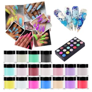 Nail Acrylic Powder | 18 Colors Nail Acrylic Powder Sets Art Tips UV Gel Powder Dust Design Decoration 3D Manicure for Salon Home (from US> Multicolor)