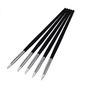 YUNYUN 5 Sticks Black Stick Nail Art Silicone Pen Nail Tool Hollow Engraving Embossing Pen Nail Glue tip Pen (Black)