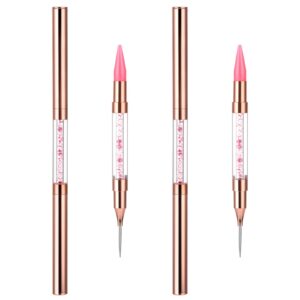 2Pcs Rhinestone Picker, Mabor Dual End Rhinestone Pen Tool Dual Tips Pick Up Applicator DIY Nail Dotting Pen for Nail Tools Salon Home(Pink)