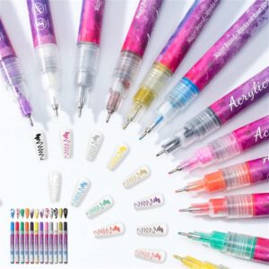 UIJKMN 12 Colors Ultra Thin Curve Manicure Marker>Gel Nail Art Fine Point Pens for Painting Nails (12 Colors)