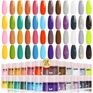 Morovan Acrylic Powder Set – 24 Candy Colors Acrylic Powder Orange Acrylic Nail Powder Professional Polymer Colored Acrylic Nail Powder for Acrylic Nail Extension Carving