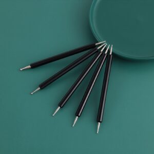 EVTSCAN Ended Dotting Pens, 5 Pieces, Acrylic and Metal, Versatile for Rock Painting, Nail Art, Clay Sculptures, Ideal for Artists and Crafters (Black)