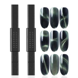 XEAOHESY 2 Pieces Double-Head Cat Eye Magnet for Nails Nail Magnet Stick Cat Eye Magnet Tool Multi-Function Magnet Board 3D Magnetic Magnet Wand Strong Magnet Stick for Cat Eye Gel Polish DIY Nail Art