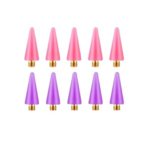 OIFEN 10Pcs Replacement Wax Tips for Rhinestone Picker Tool (Pink+Purple)