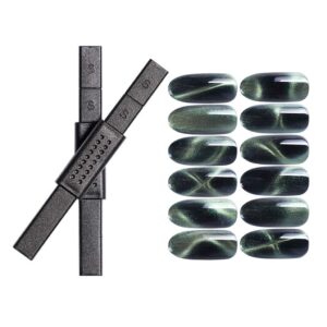PhantomSky Magnet Stick Magnet Pen Manicure Nail Art Tool>12 in 1 Nail Magnet Plate Wand Board for 3D Magnetic Cat Eye Gel Nail Polish Powder DIY Tool