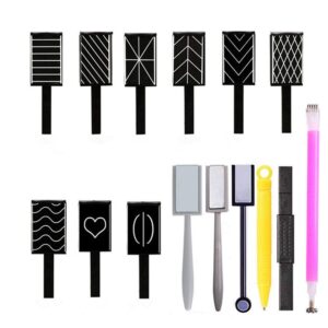 PhantomSky Magnet Stick Magnet Pen Manicure Nail Art Tool>15Pcs Nail Magnet Plate Wand Board for 3D Magnetic Cat Eye Gel Nail Polish Powder DIY Tool