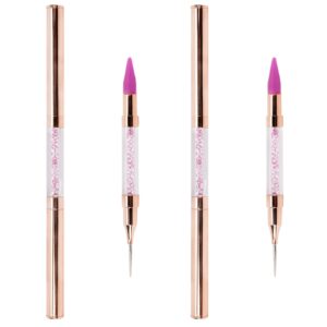 2Pack Dual End Nail Rhinestone Picker Dotting Tool Wax Tip Rhinestone Pen Tool Dual Tips Pick Up Applicator Nail Dotting Pen Beads Stones Gems Crystals Studs Picker