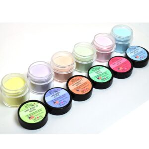 6 ADORO DECORI NAIL ART ACRYLIC POWDER SHEER PASTEL LIGHT COLOR” MADE IN USA” + FREE EARRING