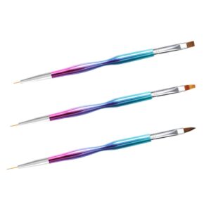 Healeved Nail Art Pen Set 3pcs Double-ended Brush Kit Fine Nail Art Brushes for Nail Painting Easy to Use