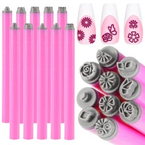 DANNEASY 10PCS Nail Art Flower Stamp Pen>Nail Art Stamp Pen Set>Nail Design Stamping Pens DIY Nail Art Tools>Nail Graffiti Tool for Creative Home Manicure Kit
