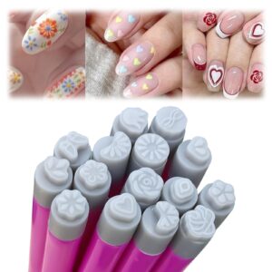 ESUOHYM 15PCS Nail Art Stamp Pen Set Butterfly Flower Nail Stamper Pen 3s Quick Nail Art Tools with Different Patterns>For Beginner DIY Salon Manicure