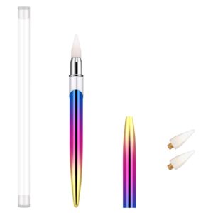 Thinp Rhinestone Picker Tool,Rhinestone Picker Dotting Pen with 2 White Replaceable Wax Tips Rhinestone Picker Dotting Wax Pen Rhinestone Applicator for Manicure Nail Art Rhinestone Pen(White)