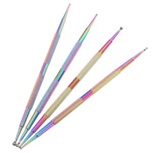 Ipetboom 4pcs Metal Rhinestone Dotting Pen Set Nail Art Tools Rhinestones Picker Wax Pencil for Beginners